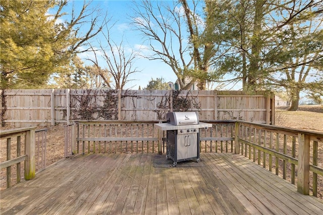 deck featuring grilling area