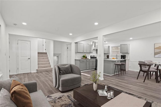 living room featuring light hardwood / wood-style flooring