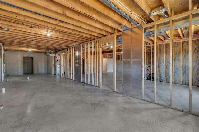 view of unfinished basement