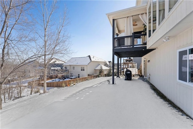 view of yard covered in snow