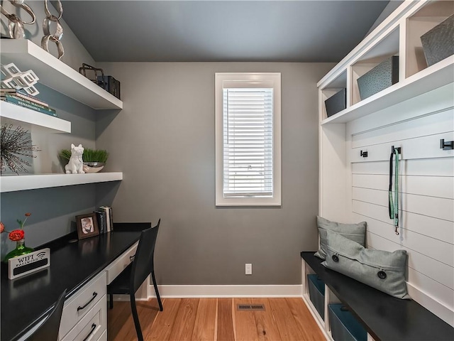 office area featuring light hardwood / wood-style floors