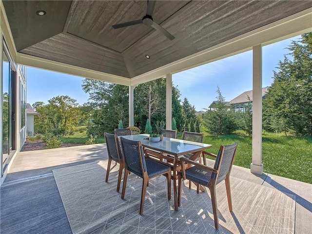 view of patio / terrace featuring ceiling fan