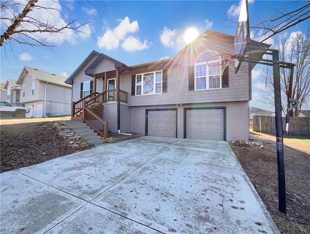 view of front of property featuring a garage