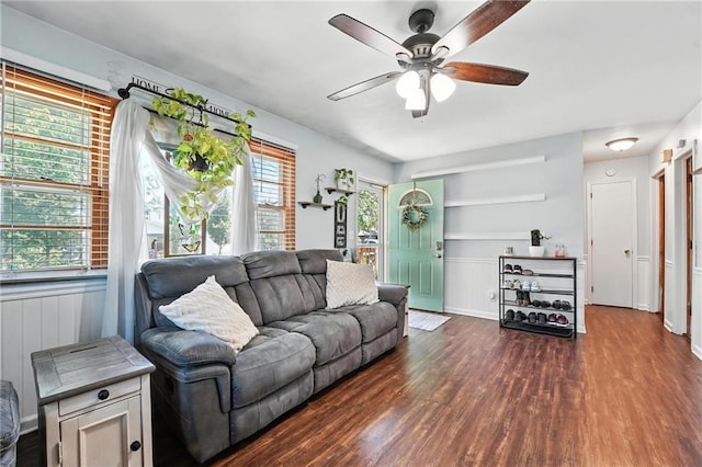 746 Salem Rd, Excelsior Springs, MO 64024 - living room featuring wood finished floors and ceiling fan