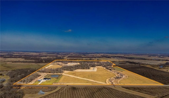 drone / aerial view featuring a rural view