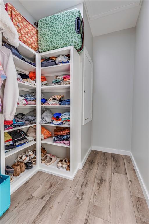 walk in closet featuring light wood-type flooring