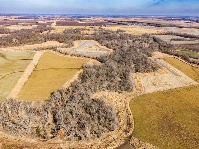 birds eye view of property featuring a rural view