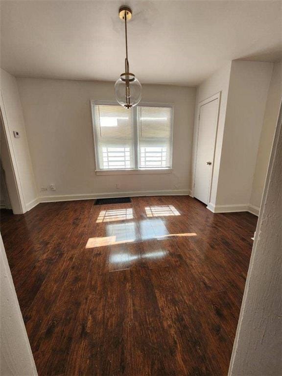 unfurnished dining area with dark hardwood / wood-style flooring