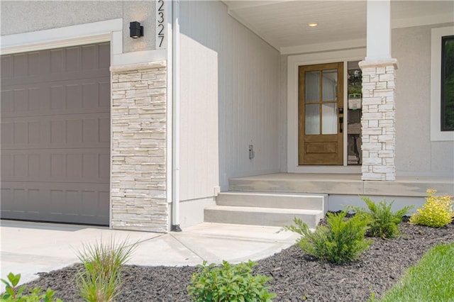 2327 Fishing Ln, Kearney, MO 64060 - doorway to property with stone siding and a garage