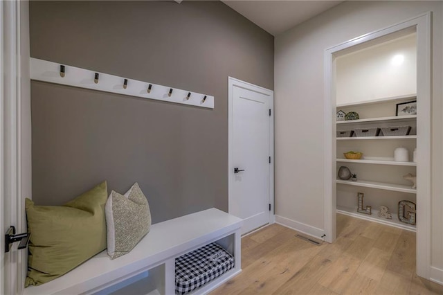 mudroom with light wood-type flooring