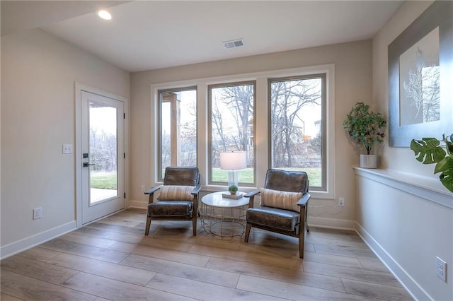 living area featuring light wood-type flooring