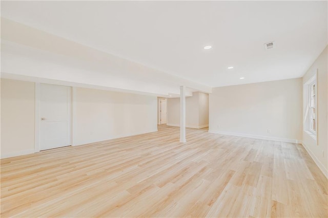 1013 S Main St, Holden, MO 64040 - empty room featuring light wood-type flooring, baseboards, visible vents, and recessed lighting