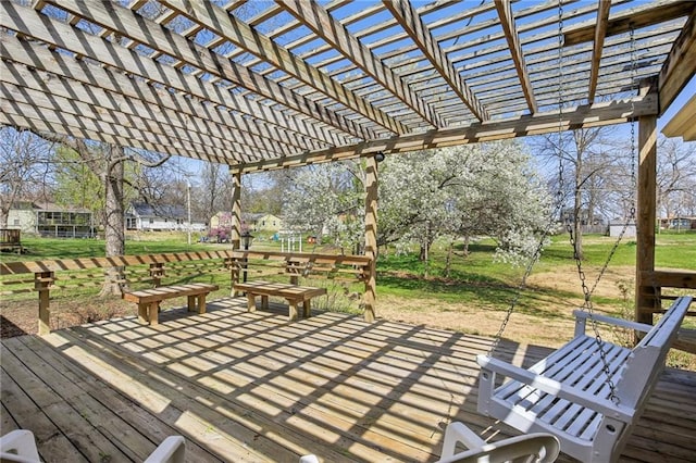 view of patio / terrace with a deck and a pergola