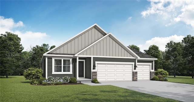 craftsman-style house featuring a garage and a front yard