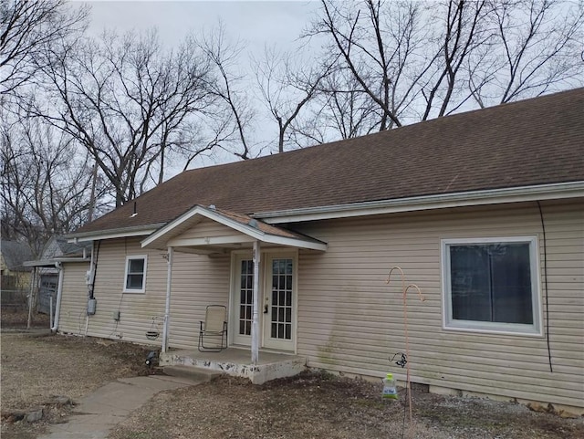 back of house with french doors