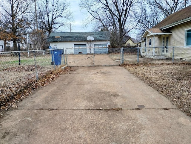 exterior space with a garage