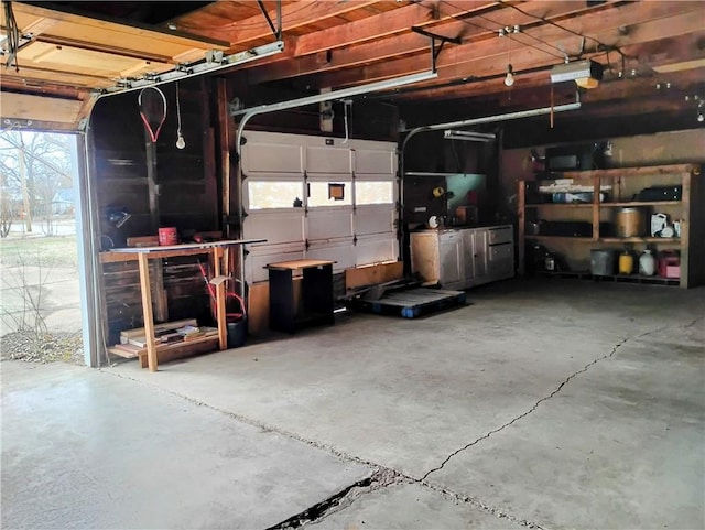 garage with a garage door opener