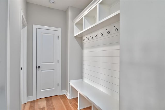 mudroom featuring light hardwood / wood-style flooring