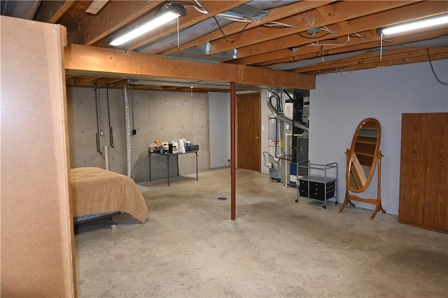 basement with water heater