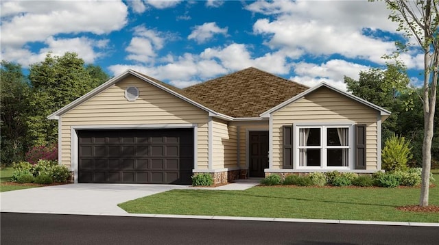 view of front facade with a garage and a front yard