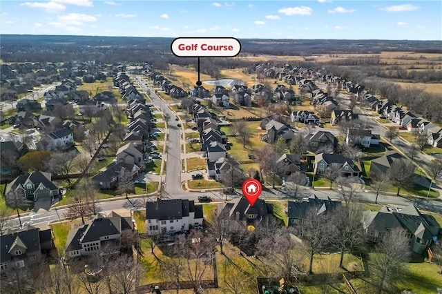 aerial view with a residential view