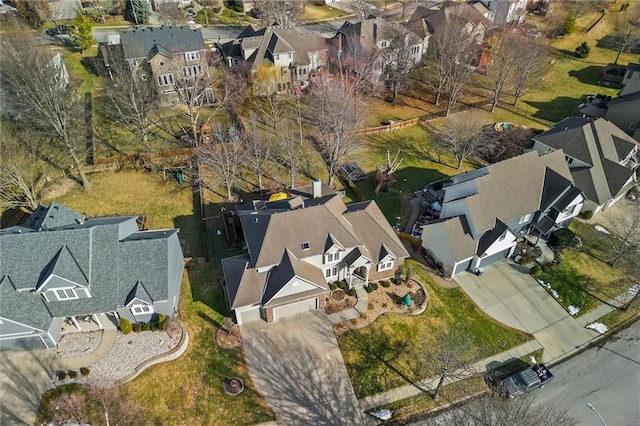 aerial view with a residential view