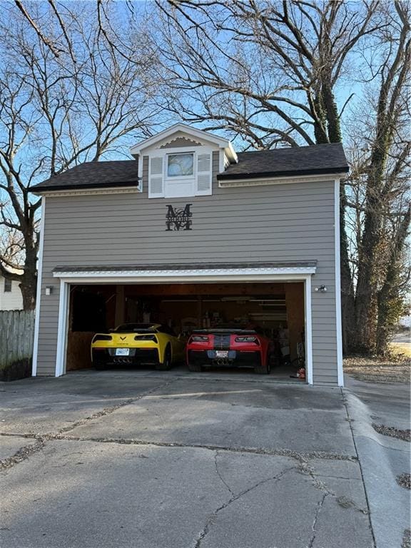 view of garage