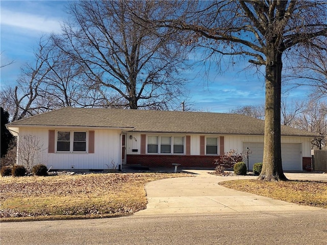 single story home with a garage