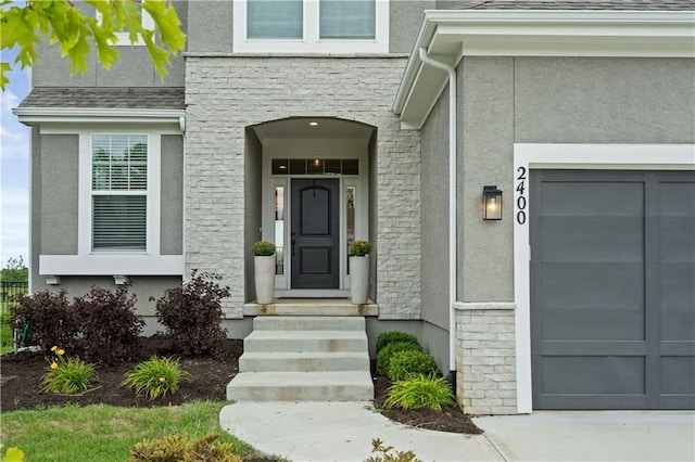 property entrance with a garage