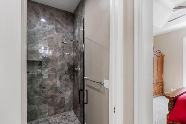 bathroom featuring a shower stall