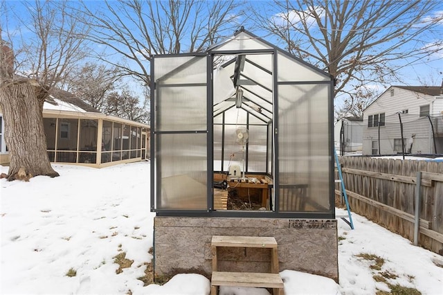 view of snow covered structure