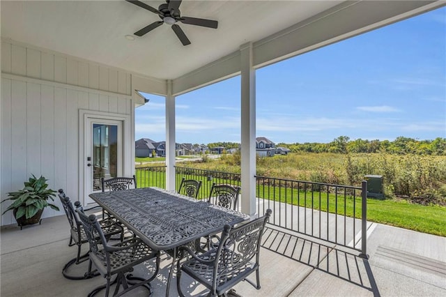 view of patio / terrace featuring ceiling fan