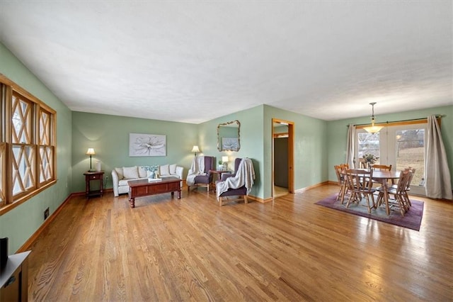 living room featuring light hardwood / wood-style floors