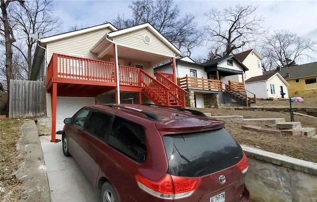 view of front of property featuring a deck