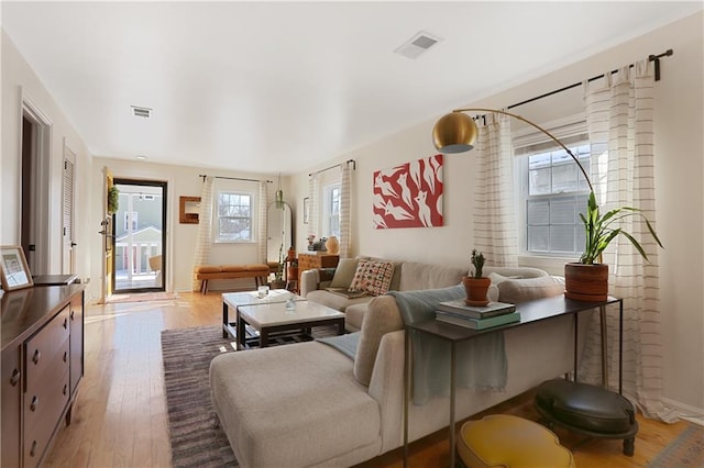 living room featuring light hardwood / wood-style flooring