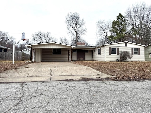 ranch-style house featuring a carport