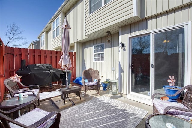 view of patio / terrace featuring a grill