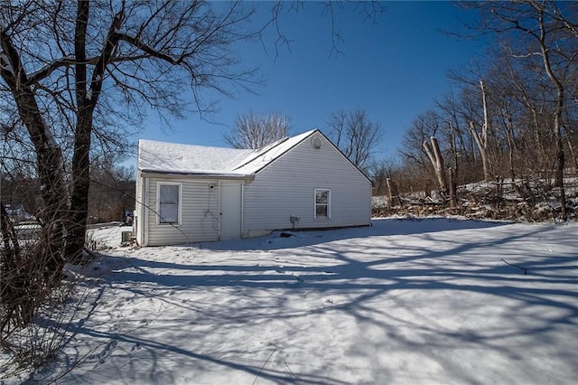 view of snow covered property