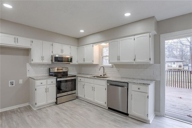 kitchen featuring sink, white cabinets, and appliances with stainless steel finishes