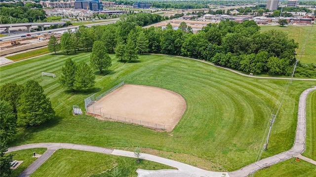 drone / aerial view with a city view