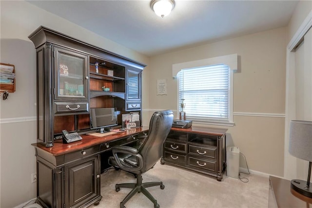 office with light colored carpet