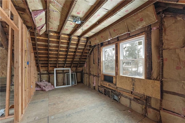 view of unfinished attic