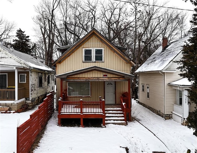 view of front of property with covered porch and board and batten siding