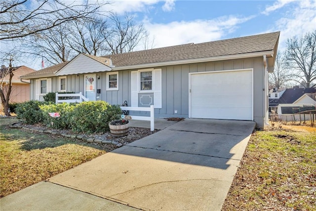 ranch-style house featuring a garage