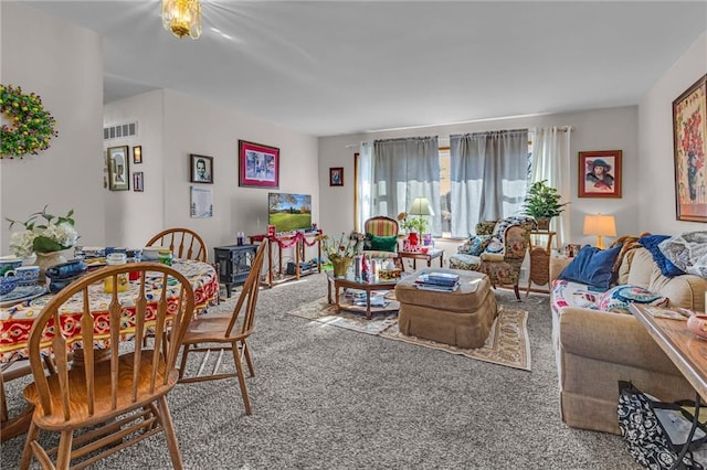 living room with carpet floors