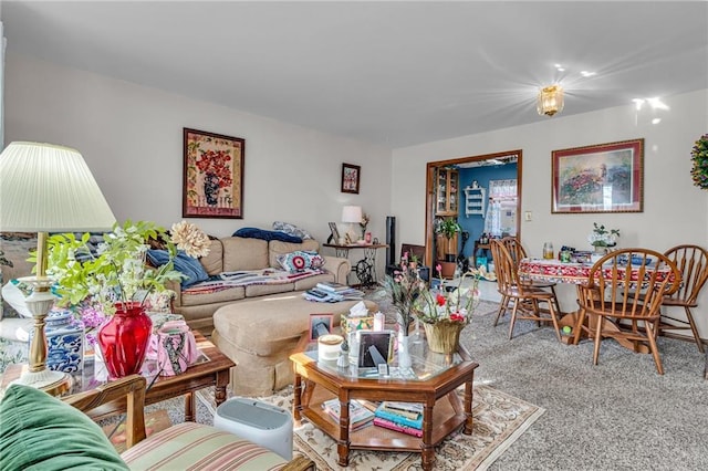 living room featuring carpet flooring