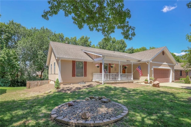 3812 SW Windemere Dr, Lees Summit, MO 64082 - single story home featuring covered porch, an attached garage, a front yard, and roof with shingles