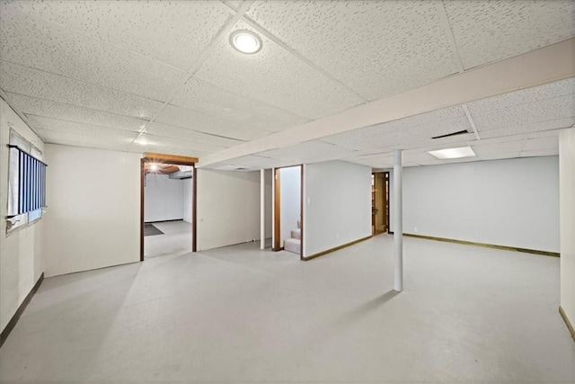 basement with a drop ceiling