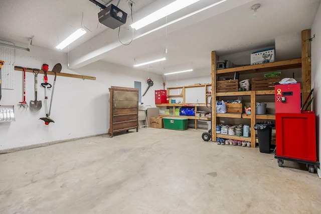 garage with a garage door opener