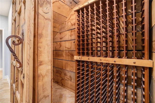 wine cellar with stone finish flooring